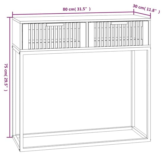 Mila Brown Console Table with 2 Drawers - Slim Design for Entryway and Living Room