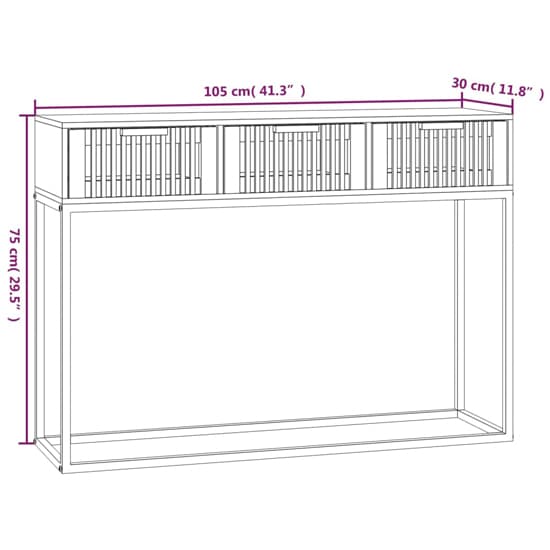 Mila Brown Console Table with 3 Drawers for Entryway and Living Room