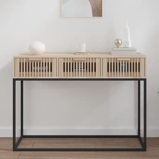 Mila Brown Console Table with 3 Drawers for Entryway and Living Room