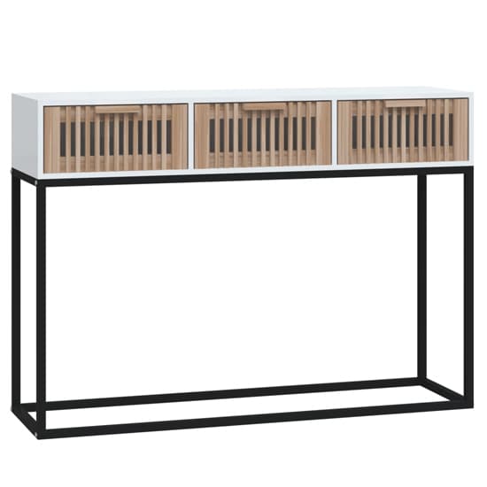 Mila White Wooden Console Table with 3 Drawers for Entryway and Living Room