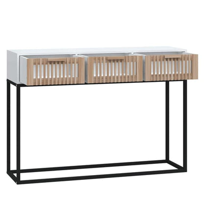 Mila White Wooden Console Table with 3 Drawers for Entryway and Living Room