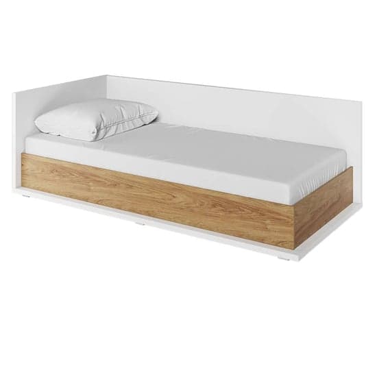 Minot Kids Left-Hand Storage Bed in Natural Hickory Oak with Mattress