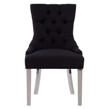 Mintaka Black Velvet Dining Chairs With Chrome Legs In A Pair