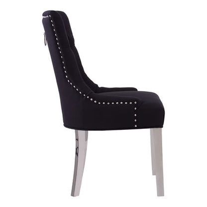 Mintaka Black Velvet Dining Chairs With Chrome Legs In A Pair