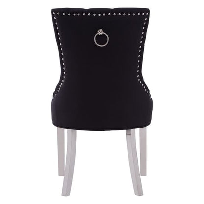 Mintaka Black Velvet Dining Chairs With Chrome Legs In A Pair