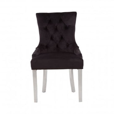 Mintaka Black Velvet Dining Chairs With Sledge Legs In A Pair