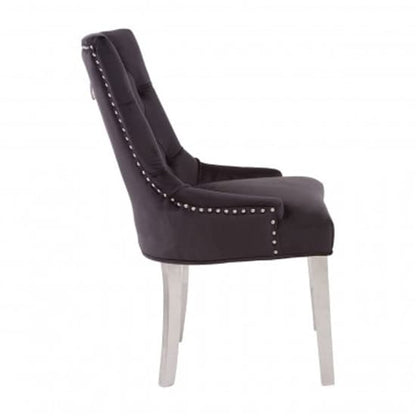 Mintaka Black Velvet Dining Chairs With Sledge Legs In A Pair