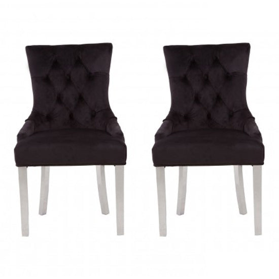 Mintaka Black Velvet Dining Chairs With Sledge Legs In A Pair