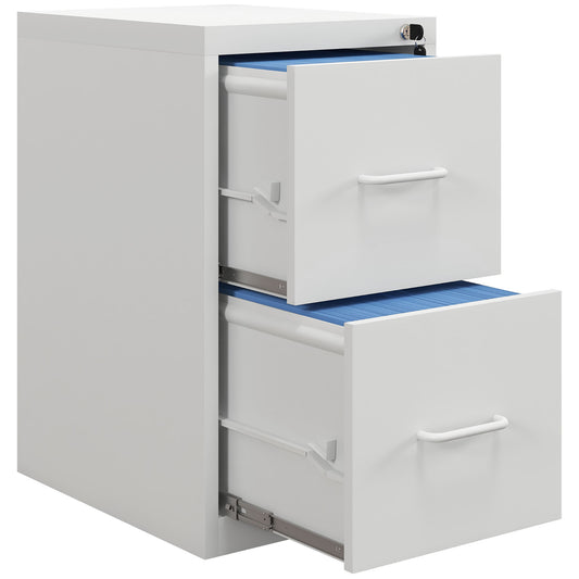 HOMCOM wo-Drawer Modern Steel Filing Cabinet - White