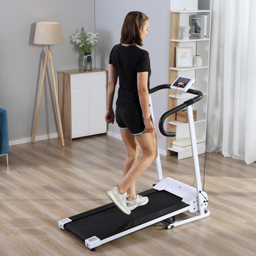 HOMCOM .25HP Motorised Electric Treadmill, 10km/h Folding Running Machine, Gym Fitness Exercise with LCD Monitor, White