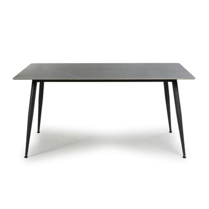 1.6m Grey Granite Effect Ceramic Dining Table with Metal Legs