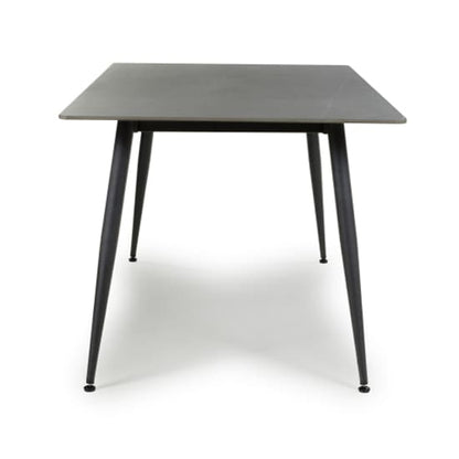 1.6m Grey Granite Effect Ceramic Dining Table with Metal Legs