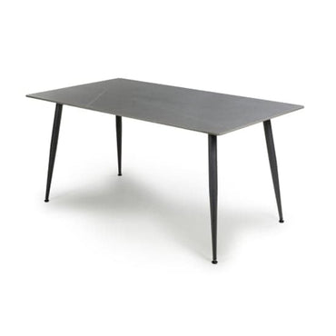 1.6m Grey Granite Effect Ceramic Dining Table with Metal Legs