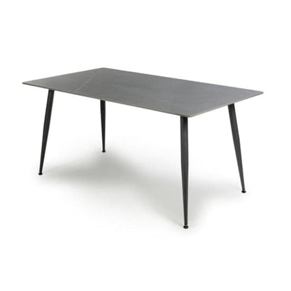 1.6m Grey Granite Effect Ceramic Dining Table with Metal Legs