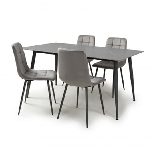 1.6m Grey Ceramic Dining Table with 4 Ergonomic Massa Chairs