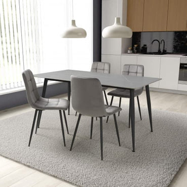 1.6m Grey Ceramic Dining Table with 4 Ergonomic Massa Chairs