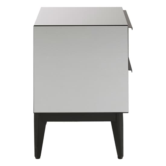 Contemporary Grey and Black Mirrored Bedside Cabinet with Storage Drawers