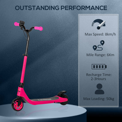 HOMCOM lectric Scooter, 120W Motor E-Scooter with Battery Display, Adjustable Height, Rear Brake for Ages 6+ Years - Pink