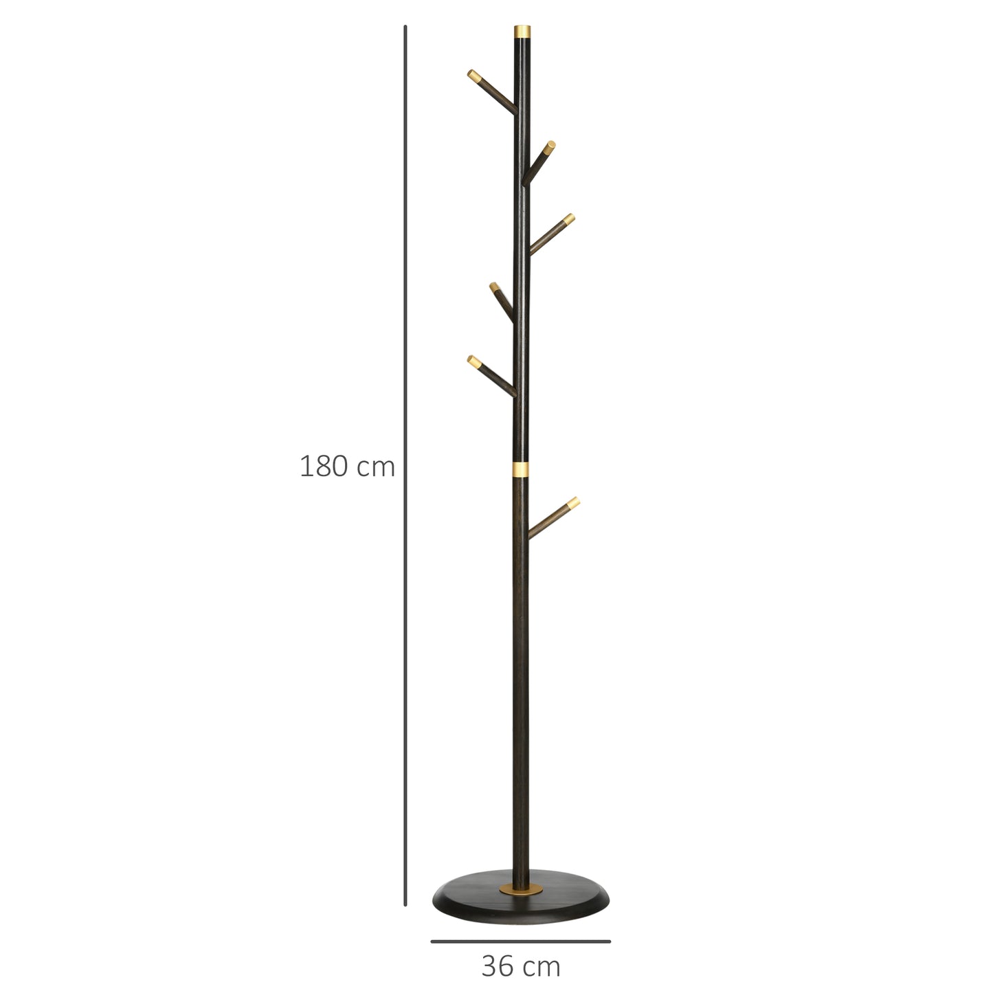 HOMCOM intage Coat Rack Stand Freestanding Hall Tree with 6 Hooks Bamboo Frame for Entryway Hallway Bedroom Walnut