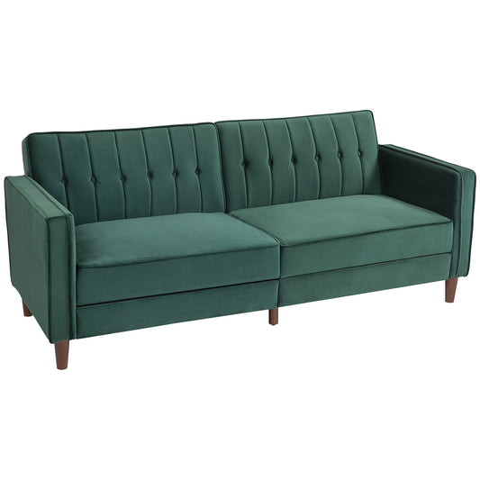 HOMCOM elvet-Feel Three-Seater Sofa Bed - Green