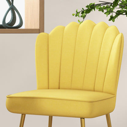 HOMCOM elvet-Feel Shell Accent Chair - Yellow