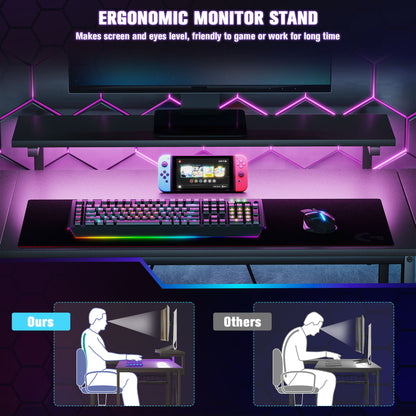 HOMCOM eversible 'L' LED Light Gaming/Work Desk - Black