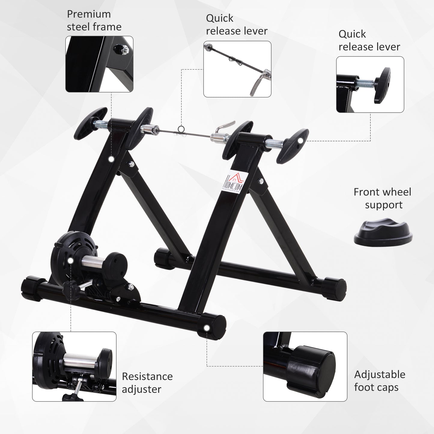 HOMCOM urbo Trainer Magnetic Bike Trainer Indoor Exercise Bike Trainer Stand Magnetic Resistance Bicycle Training Stand for Mountain & Road Bikes 26'' to 28'' and 700C Wheels, Black