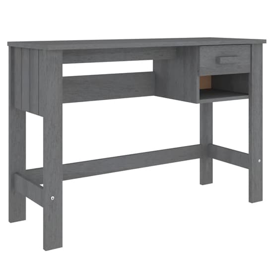 FURCO Dark Grey Pine Wood Laptop Desk with Drawer for Home Office