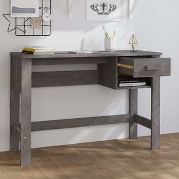 FURCO Light Grey Pine Wood Laptop Desk with Drawer for Home Office