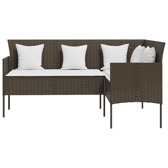 Nadra Rattan Outdoor L-Shaped Sofa Set with Cushions - 5 Pieces in Brown