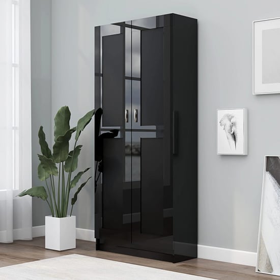 Nancia High Gloss Wardrobe With 2 Doors In Black