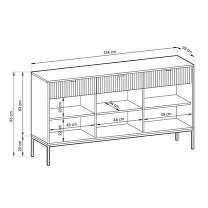 Napa Wooden Sideboard With 3 Doors 3 Drawers In Matt Black