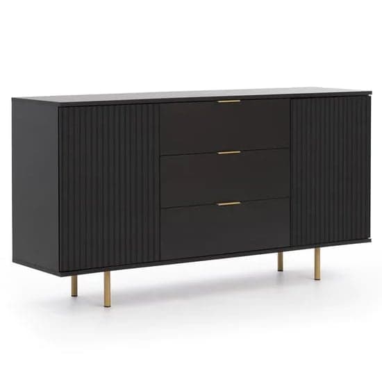 Modern Black Wooden Sideboard with 2 Doors and 3 Drawers for Stylish Storage