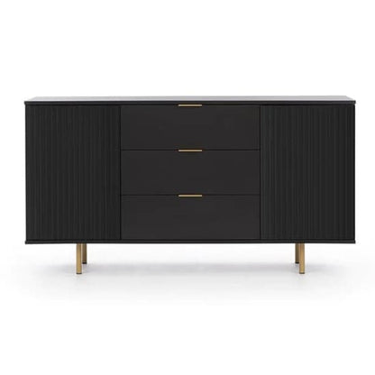 Modern Black Wooden Sideboard with 2 Doors and 3 Drawers for Stylish Storage