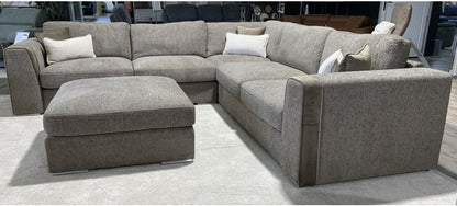 Napoli 2c2 Brown Fabric Corner Sofa With Chrome Legs Plus Footstool Other Colours And Combinations Available