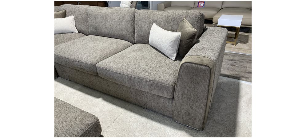 Napoli 2c2 Brown Fabric Corner Sofa With Chrome Legs Plus Footstool Other Colours And Combinations Available