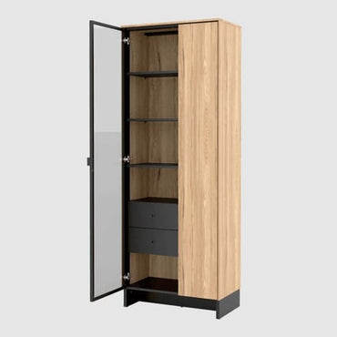 Narva Display Cabinet 2 Doors Narrow In Mountain Ash With LED