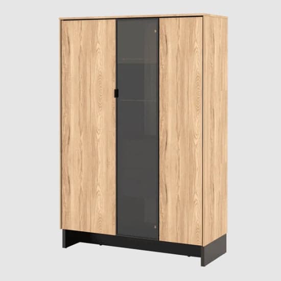 Narva Display Cabinet 2 Doors Wide In Mountain Ash With LED