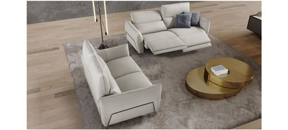 Nashira Electric Recliner Sofa Set - Cream Leather, 3 + 2 Seater, 10-Year Warranty, Customizable Colors and Materials