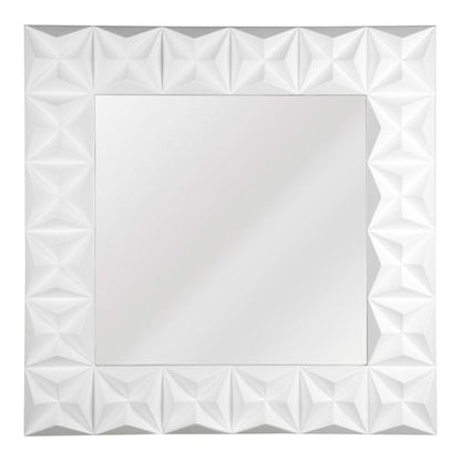 FURCO Triangular Geometric Wall Mirror with High Gloss White Frame - Contemporary Decorative Accent for Living Room and Hallway