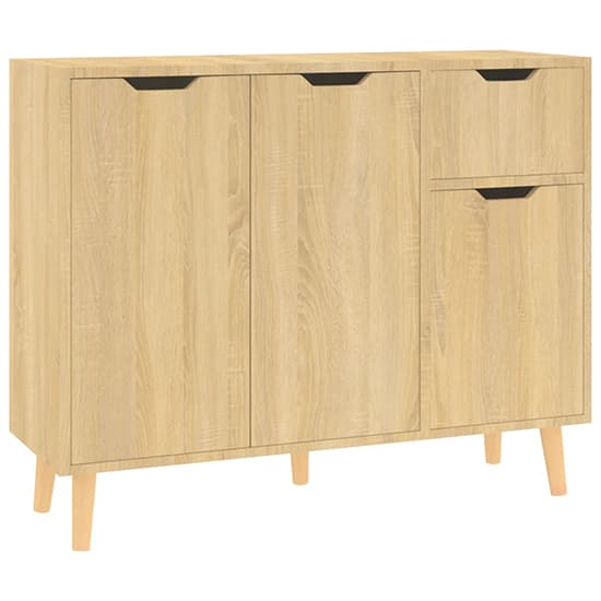 Nedra Wooden Sideboard With 3 Doors 1 Drawer In Sonoma Oak