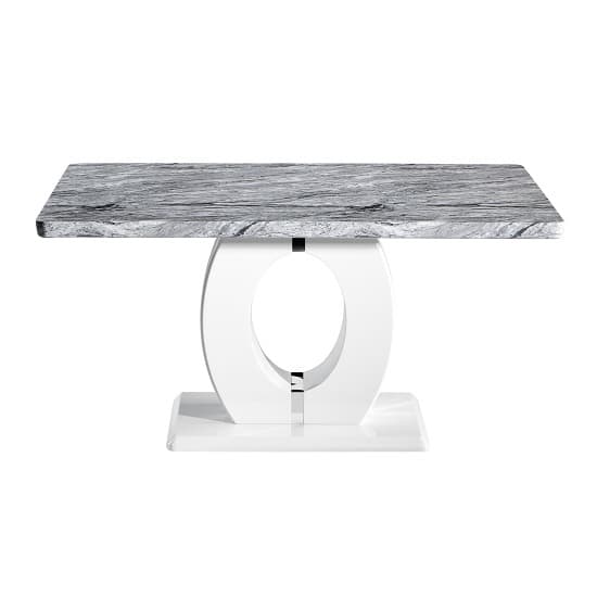 Marble Effect Dining Table with White High Gloss Base - Medium Size 1.5m