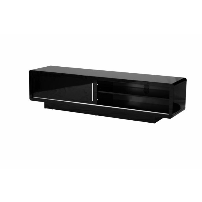 Sleek Black High Gloss Nauvoo TV Unit with Sliding Door & Adjustable Shelf - Modern Elegance