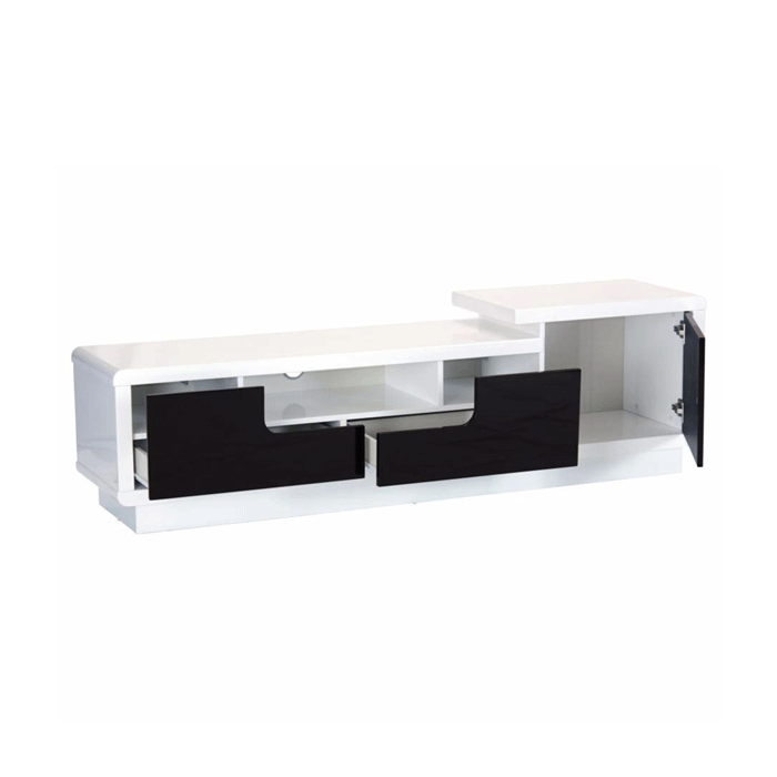 Bremerton Modern Elegance High Gloss TV Unit with Push Open Door and Drawers - White - Nestium