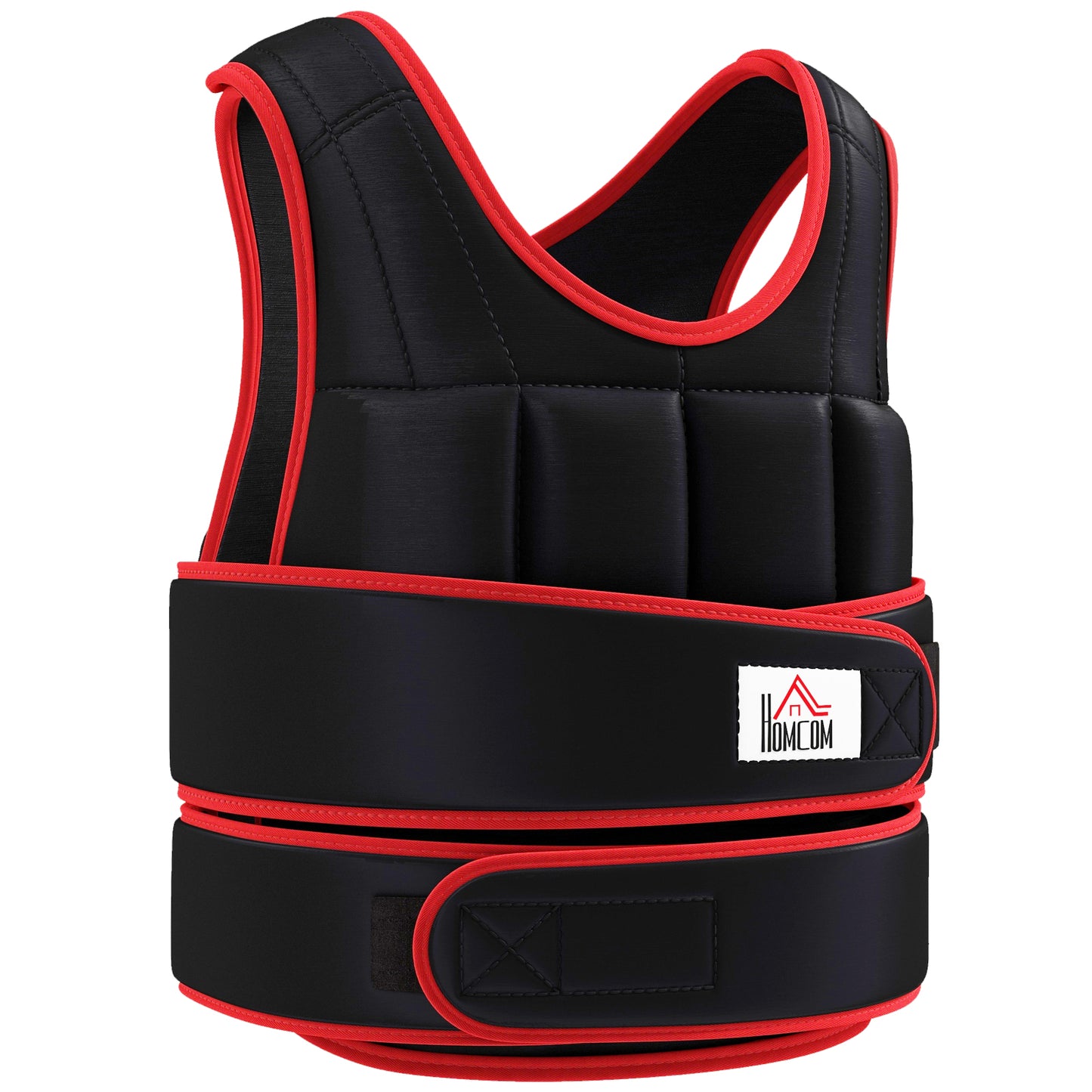 HOMCOM 0kg Weighted Vest, Adjustable Running Weight Vest with 38 Weight Bags for Men or Women Cardio Exercise, Black and Red