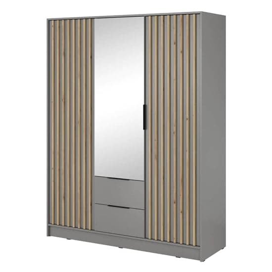 Norco Mirrored Wardrobe With Hinged 3 Doors 155cm In Grey