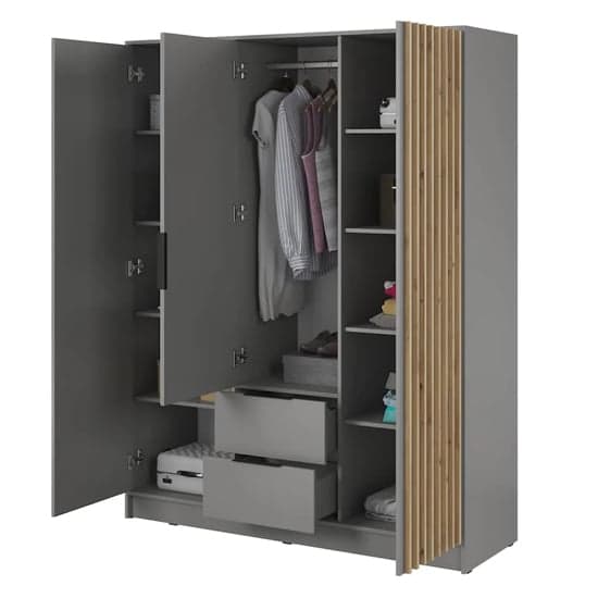 Norco Mirrored Wardrobe With Hinged 3 Doors 155cm In Grey