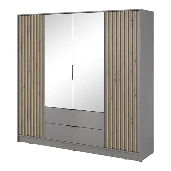 Norco Mirrored Wardrobe With Hinged 4 Doors 206cm In Grey