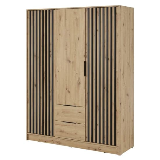 Norco Wooden Wardrobe With Hinged 3 Doors 155cm In Artisan Oak