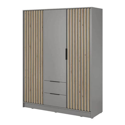 Norco Wooden Wardrobe With Hinged 3 Doors 155cm In Grey